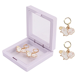 Овца Подвесные маркеры петель с замком из сплава эмали, для вязания спицами и крючком, с железными застежками, овца, 3x2 см, коробка: 7x7 см, 2 шт / комплект