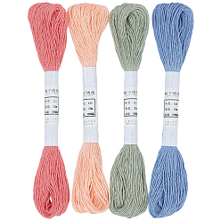 Mixed Color 4 Skeins 4 Colors 6-Ply Cotton Embroidery Floss, Cross Stitch Threads, Mixed Color, 1mm, about 21.87 yards(20m)/skein, 1 skein/color