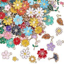 (52) Непрозрачная лаванда 120 шт 12 стили подвески из сплава эмали, подвеска цветок/лист, разноцветные, 10~20.5x8~17.5x1.5~3.5 мм, отверстие : 1.2~2 мм, 10 шт / стиль