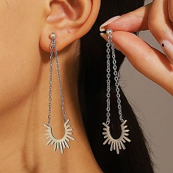 Солнце 304 из нержавеющей стали болтаться серьги, цвет нержавеющей стали, солнце, 75x20 мм