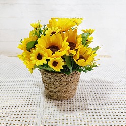 Yellow Silk Cloth Flower Pot, Artificial Flower, Pretending Prop Decorations, Yellow, 200x150mm