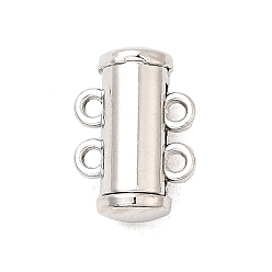 Платина Латунные застежки слайдер блокировки, магнитный, колонка, 2 нитей, 4-луночное, платина, 15x10.5x6.5 мм, отверстие : 1.5 мм