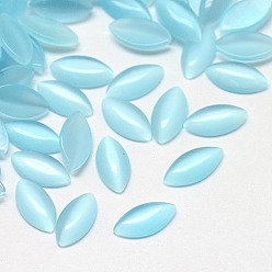 Pale Turquoise Cat Eye Cabochons, Horse Eye, Pale Turquoise, 16x8x2.5mm