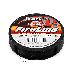 Black Fusionline Plastic Microfused Braided Beading Thread, Round, Black, 0.12mm, Tensile Strength: 4 LB, about 50.00 Yards(45.72m)/Roll