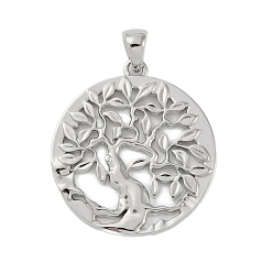 Платина Стойки обшивки латунные подвески, долговечный, без свинца и без кадмия, плоские круглые с деревом, платина, 34x30.5x2 мм, отверстие : 5x4 мм