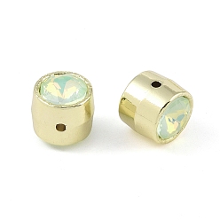 Peridot Rack Plating Alloy Beads, with Rhinestone, Tube, Peridot, 11x11mm, Hole: 1.6mm