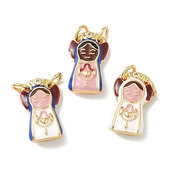 (52) Непрозрачная лаванда Латунь эмаль подвески, русские матрешки, долговечный, без кадмия и без свинца, стойки покрытие, реальный 18 k позолоченный, разноцветные, 18x11x5 мм, Перейти кольцо: 5x1 мм, внутренний диаметр: 3 мм