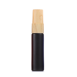 Black Empty Portable Frosted Glass Spray Bottles, Fine Mist Atomizer, with Wooden Dust Cap, Refillable Bottle, Black, 9.6x2cm, Capacity: 10ml(0.34fl. oz)
