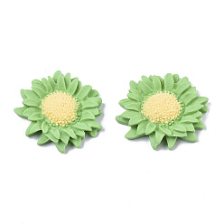 Светло-зеленый Непрозрачные кабошоны из смолы, цветок, светло-зеленый, 36x33x7.5 мм