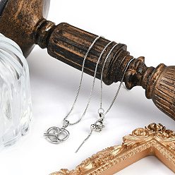 Платина Латунный прозрачный кубический цирконий кулон в форме сердца ожерелья с цепочкой, регулируемые слайдерные ожерелья для женщин, платина, 17.17 дюйм (43.6 см)