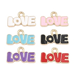 (52) Непрозрачная лаванда Подвески из эмали и сплава, словесные любовные чары, стойки покрытие, без кадмия, без никеля и без свинца, золотые, разноцветные, 11x20x1 мм, отверстие : 2 мм