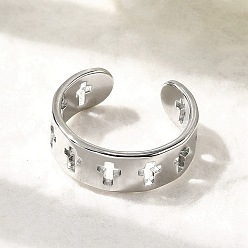 Нержавеющая Сталь Цвет 304 из нержавеющей стали Манжета кольца для женщин, крестик, цвет нержавеющей стали, 7 мм, внутренний диаметр: 18 мм