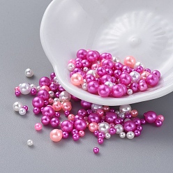 Magenta ABS Plastic Imitation Pearl, No Hole Beads, UV Resin Filler, Epoxy Resin Jewelry Making, Round, Magenta, 2.3~4.7mm, about 250pcs/bag