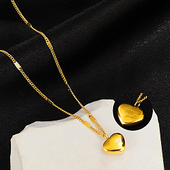 Золотой Из нержавеющей стали ожерелья подвески, сердце, золотые, 15.75 дюйм (40 см)