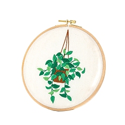 Other Plants Plants Pattern Embroidery Kits, Including Embroidery Cloth & Thread, Needle, Instruction Sheet, 275x275mm