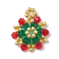 (52) Непрозрачная лаванда Стекло подвеска, Рождественский венок, разноцветные, 23x20x6 мм, отверстие : 2.6 мм