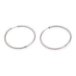 Stainless Steel Color 201 Stainless Steel Huggie Hoop Earrings, with 304 Stainless Steel Pin, Hypoallergenic Earrings, Ring, Stainless Steel Color, 39.5x2mm, 12 Gauge, Pin: 1mm