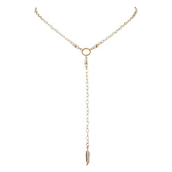 Oro Cadena de latón lariat collares, con cuentas de plástico, collares con colgante de plumas, dorado, 17.95 pulgada (456 mm)