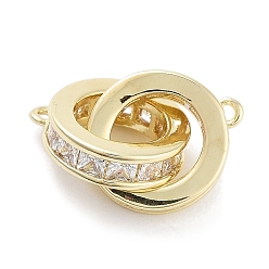 Настоящее золото 14K Латунные микропаве прозрачные подвески с фианитом, без кадмия, без никеля и без свинца, кольцо прелести, реальный 14 k позолоченный, 18x10x10 мм, отверстие : 0.8 мм
