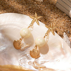 Shell Shape Серьги-гвоздики из цинкового сплава в форме морской звезды, золотые, формы раковины, 60 мм