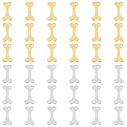 Golden & Stainless Steel Color 40Pcs 2 Colors 304 Stainless Steel Charms, Bone, Golden & Stainless Steel Color, 15x7.5x1mm, Hole: 1.2mm, 20pcs/color