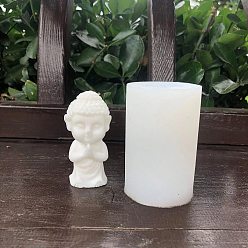 White Buddha Shape Candle DIY Food Grade Silicone Statue Molds, For Candle Making, White, 8.2x5.2cm