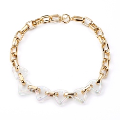 Clear Acrylic & CCB Plastic Chain Necklaces, with 304 Stainless Steel Toggle Clasps, Golden, Clear, 17.72 inch(45cm)