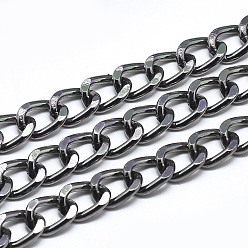 Gunmetal Aluminium Curb Chains, with Spool, Unwelded, Gunmetal, 13x9.5x2mm, about 82.02 Feet(25m)/roll