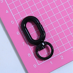Noir Fermoirs pivotants en alliage peint à la bombe,  crochet mousqueton, ovale, noir, 50x16mm