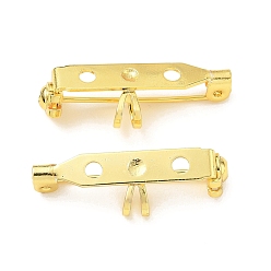 Golden Messing-Stiftnadeln mit Öse zur Herstellung von Broschen, langlebig überzogen, Gestell, golden, 27x9x6.5 mm, Loch: 2.5 mm & 4.5x3.5 mm