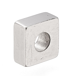 Stainless Steel Color Tarnish Resistant 304 Stainless Steel Beads, Square, Stainless Steel Color, 7x7x3mm, Hole: 3mm