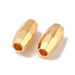 Настоящее золото 18K Латунные бусины, без кадмия, без никеля и без свинца, граненые, баррель, реальный 18 k позолоченный, 5x2.5 мм, отверстие : 1.2 мм