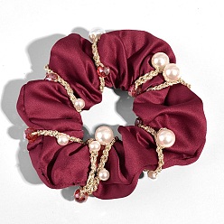 Purpur Haargummis aus Kunstperlenimitat aus Kunststoff, Elastisches Scrunchie/Haargummi aus Stoff, Haarschmuck für Mädchen oder Frauen, Purpur, 100 mm