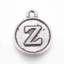 Letter Z Подвески из сплава в тибетском стиле, плоские круглые с буквы, античная бронза, letter.s, 15x12.5x2 мм, отверстие : 1.5 мм