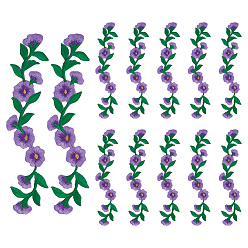 Средняя Орхидея 12шт. вышитые аппликации из ткани с изображением пионов и листьев, украшение для свадебного платья своими руками, Cheongsam, средне орхидеи, 243x29~54.5x0.8 мм