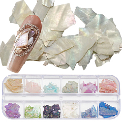 (52) Непрозрачная лаванда 1 набор 12 цвета кусочки скорлупы, маникюр, самородки, разноцветные, 4~17x3.5~14x0.4 мм