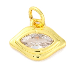 Прозрачный Латунь с микропокрытием, долговечный, без кадмия и без свинца, реальный 18 k позолоченный, Очарование лошадиных глаз, прозрачные, 10x13x2.5 мм, отверстие : 3.5 мм