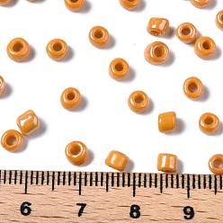 Dark Orange Glass Seed Beads, Opaque Colors Lustered, Round, Dark Orange, 4mm, Hole: 1.5mm, about 4500pcs/pound