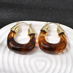 Oval Серьги-кольца из латунной смолы, долговечный, без кадмия и без свинца, золотые, овальные, 37x31x10.5 мм