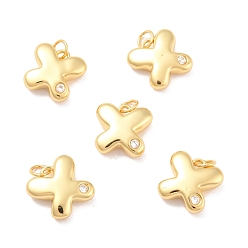 Настоящее золото 18K Кулоны из экологически чистой латуни с микропаве и кубическим цирконием, долговечный, без свинца, без кадмии и без никеля, реальный 18 k позолоченный, 12x13x4 мм, отверстие : 3 мм