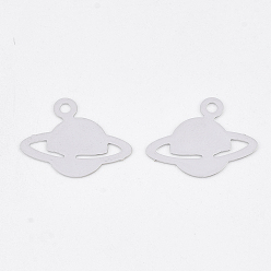 Platinum Brass Universe Space Charms, Etched Metal Embellishments, Long-Lasting Plated, Planet, Platinum, 12.5x16x0.3mm, Hole: 1.5mm