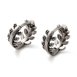 Античное Серебро 316 серьги-кольца из хирургической нержавеющей стали, лист, античное серебро, 11.5x6 мм