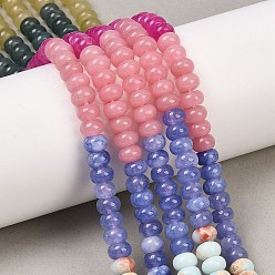 Смешанные камни Нити из бусин из натурального окрашенного белого нефрита и синтетического камня шоушань, рондель, разноцветные, 6x4 мм, отверстие : 1 мм, около 95 шт / нитка, 15.31'' (38.9 см)