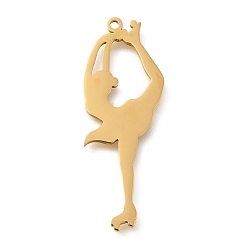 Золотой 304 подвески из нержавеющей стали, лазерная резка, гимнастка на роликах очарование, золотые, 39x14.5x1.5 мм, отверстие : 1.5 мм