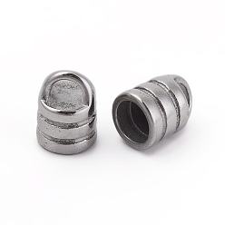 Stainless Steel Color Tarnish Resistant 304 Stainless Steel Cord End, For Leather Cord Bracelets Making, Stainless Steel Color, 13.5x10mm, Hole: 3x5mm, Inner Diameter: 6.5mm