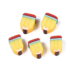 Yellow Back to School Handmade Polymer Clay Beads, Pencil, Yellow, 6~7.5x10~10.5x4~5mm, Hole: 2mm