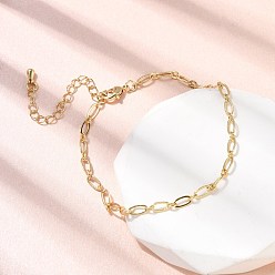 Настоящее золото 18K Латунный цепной браслет для женщин, стойки покрытие, без свинца и без кадмия, долговечный, реальный 18 k позолоченный, 7-1/8 дюйм (18 см)