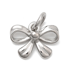 Платинированный Латунь прелести, бантом, долговечный, стойки покрытие, с целью перехода в кольце, Реальная платина, 9x12x3 мм, отверстие : 3 мм