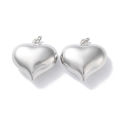 Платина Стойки обшивки латунные подвески, долговечный, без свинца и без кадмия, сердце, платина, 25x25x10.5 мм, отверстие : 5 мм