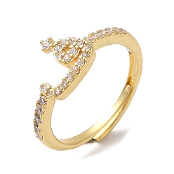 Настоящее золото 18K Стойка с покрытием из латуни с кубическим цирконием и арабскими буквами, регулируемые кольца для женщин, без кадмия и без свинца, долговечный, реальный 18 k позолоченный, 9x10.2 мм, внутренний диаметр: 18.2 мм